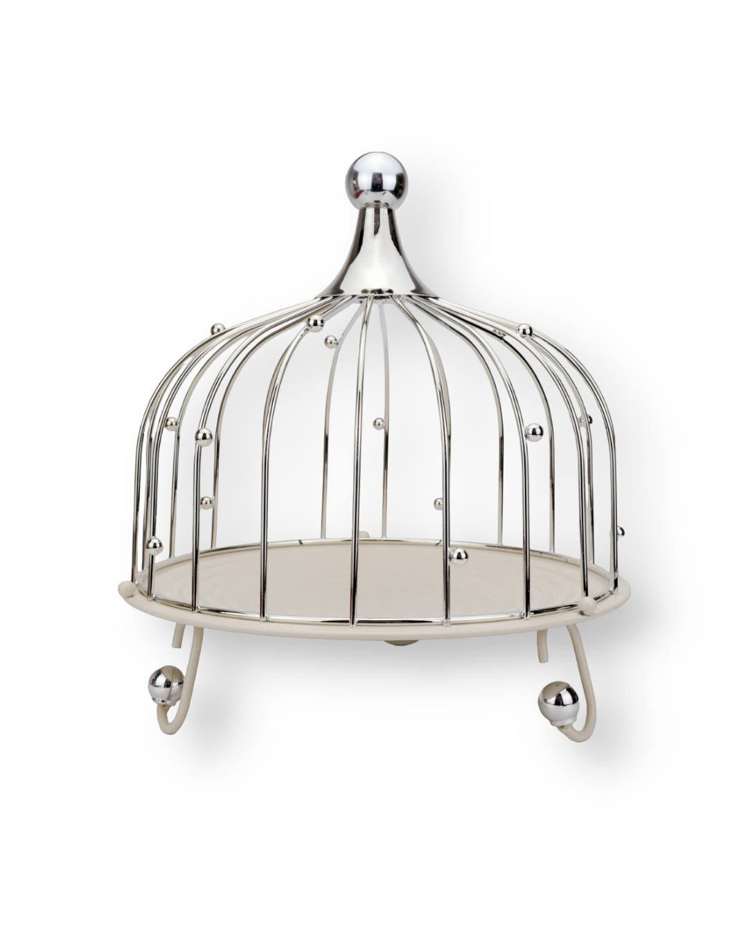 Birdcage Cake Stand with Metal Base & Stainless Steel Dome