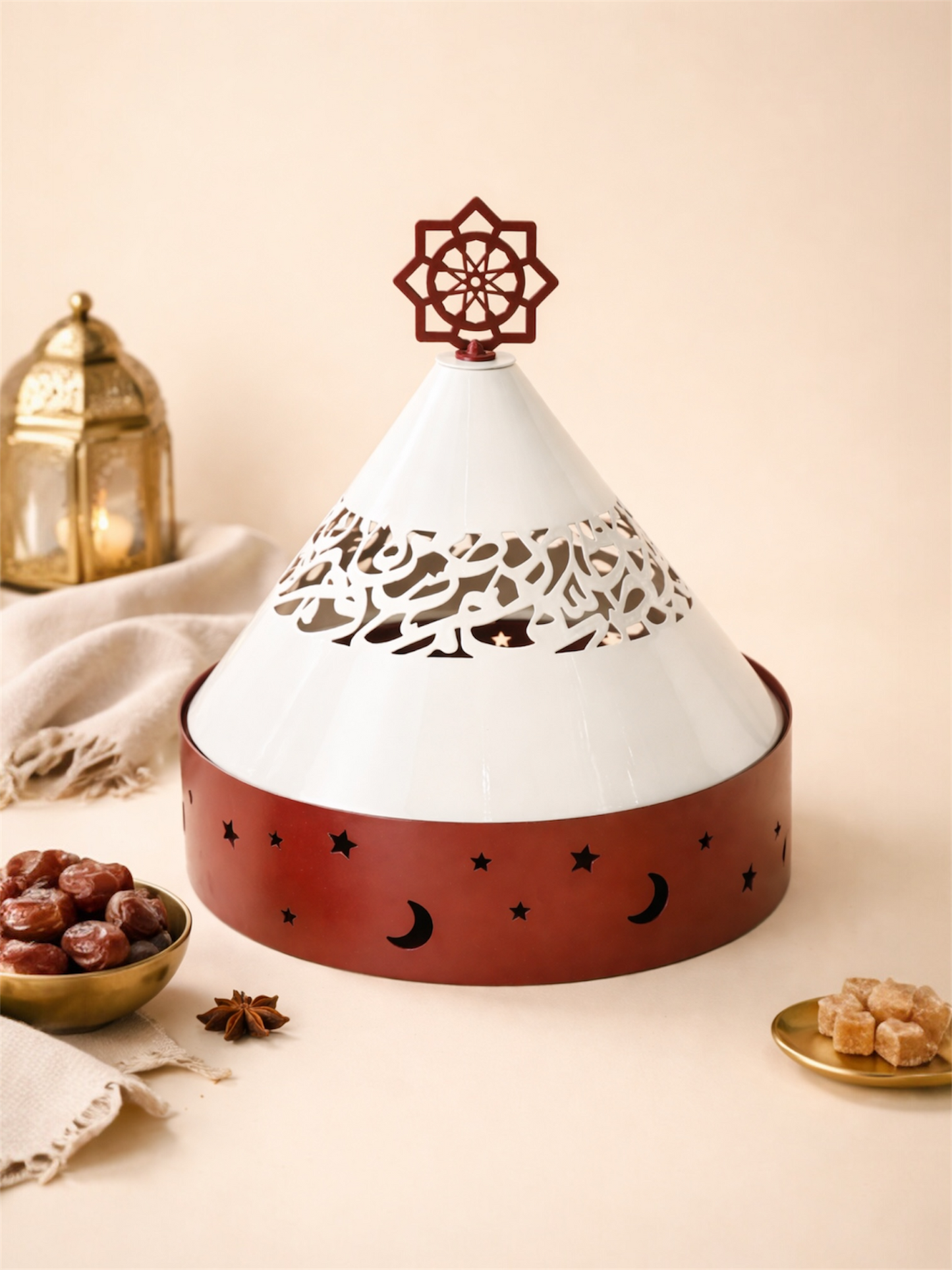 Cone Covered Serving Stand – Arabic Cut-Out Majlis Dessert Tray