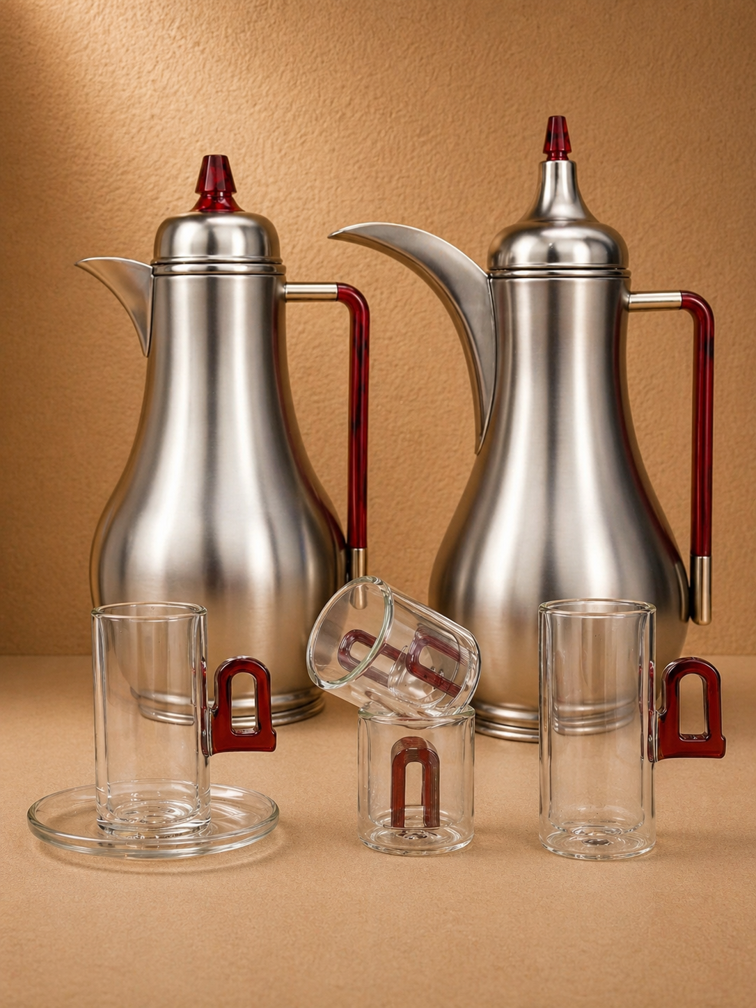 BPJ-MN-RDM Matte Nickle W/ Red Marble Handle + RZ1816-AMBER SET