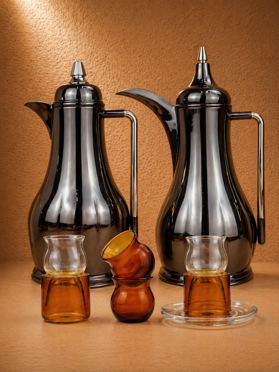 BPJ-NBK-N Shiny Black Nickle / Shiny Silver Nickle Handle + RZ1807-AMBER SET