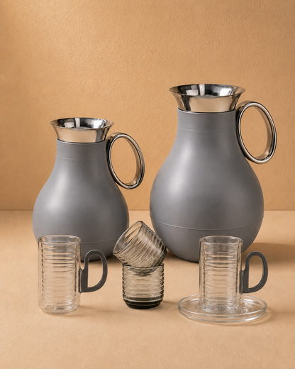 Premium Vacuum Flask & Double Wall Glass Cup Set – 20 Pieces