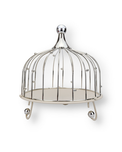 Birdcage Cake Stand with Metal Base & Stainless Steel Dome