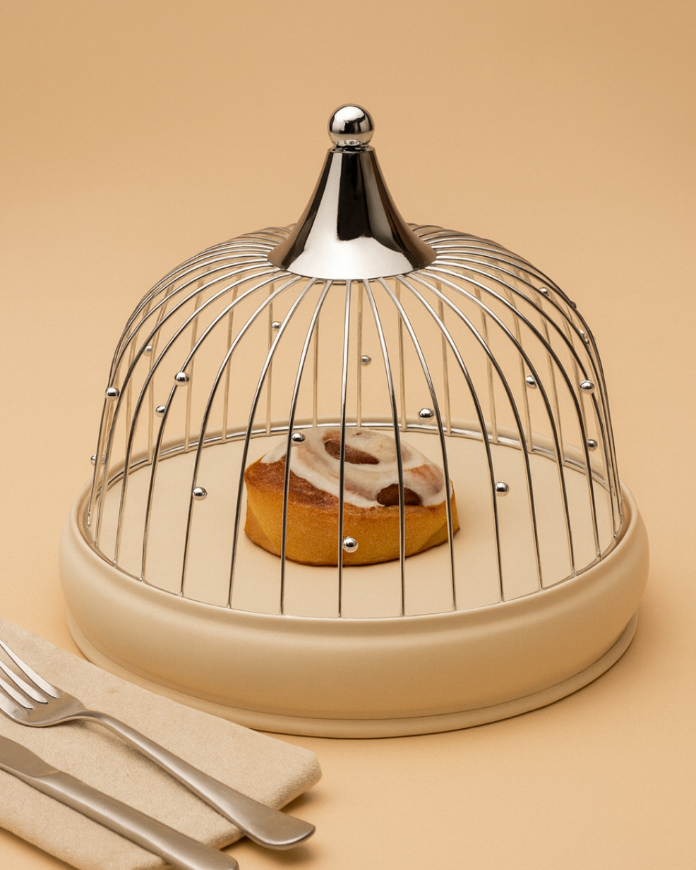 Cake Stand with Stainless Steel Birdcage Cover