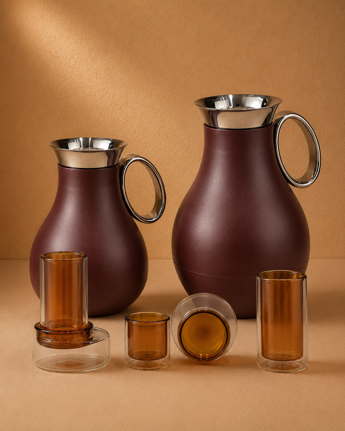 Premium Vacuum Flask & Double Wall Glass Cup Set – 24 Pieces