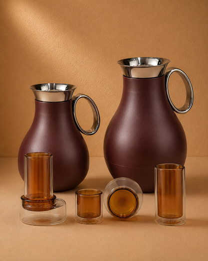 Premium Vacuum Flask & Double Wall Glass Cup Set – 24 Pieces