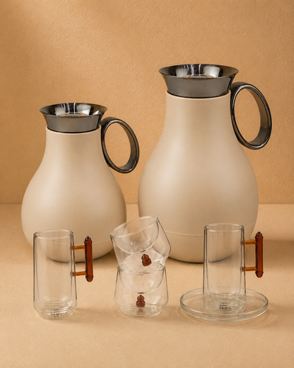 Premium Vacuum Flask & Double Wall Glass Cup Set – 20 Pieces