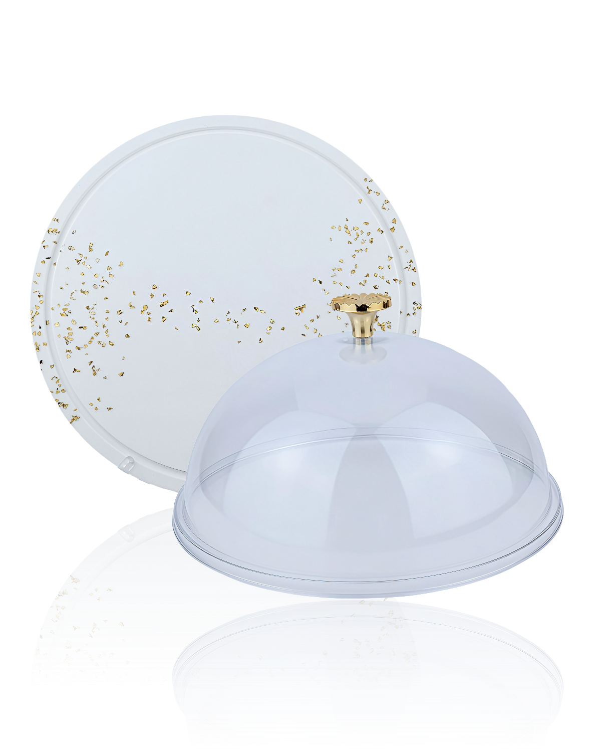 Cake Stand with Clear Dome & Gold Detailing