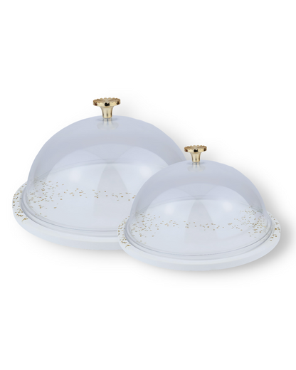 Cake Stand with Clear Dome & Gold Detailing
