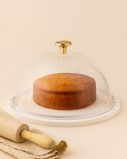 Cake Stand with Clear Dome & Gold Detailing