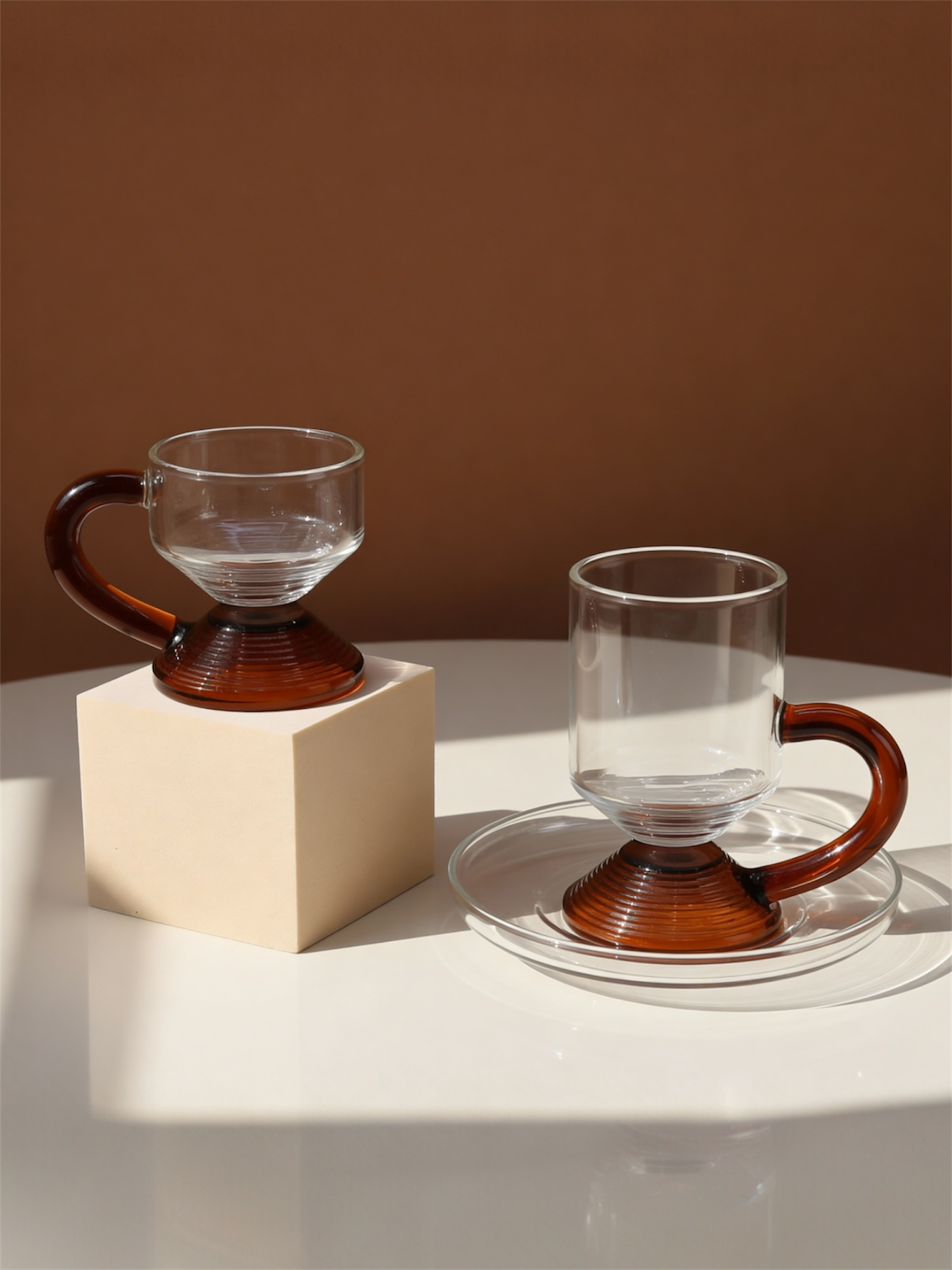 Levita Tea & Coffee Glass Set – Floating Effect Handle Design – Luxury Gift Box