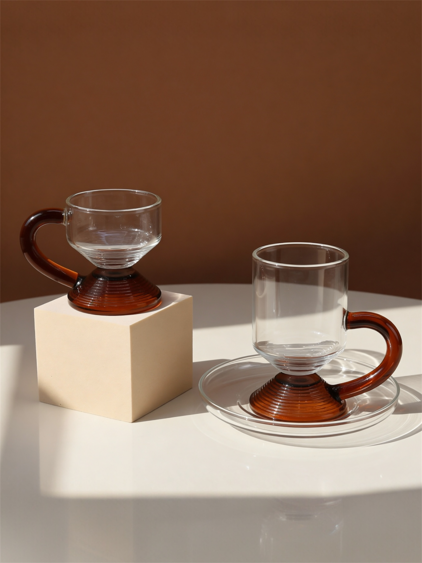 Levita Tea & Coffee Glass Set – Floating Effect Handle Design – Luxury Gift Box