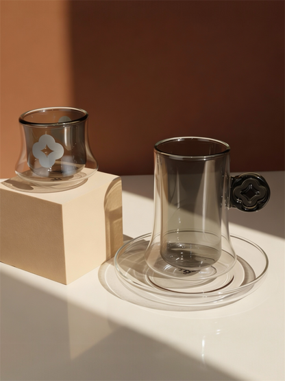 Axis Tea & Coffee Glass Set – Double Wall Contemporary Design – Gift Box