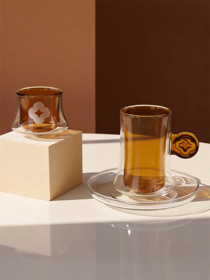 Axis Tea & Coffee Glass Set – Double Wall Contemporary Design – Gift Box