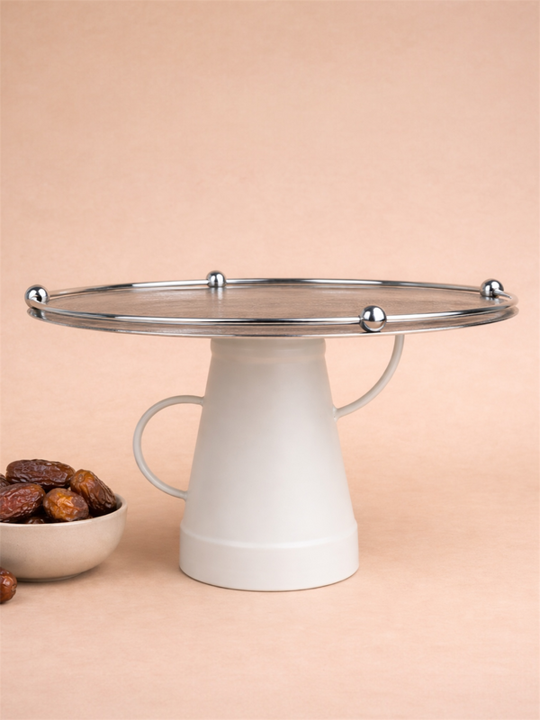 Elevated  Serving Stand with Handle Base – Modern Majlis Tray for Dates & Sweets