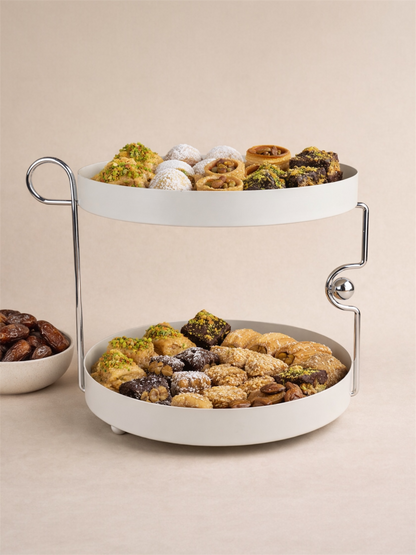 2-Tier Serving Stand – Modern Majlis Tray for Dates & Sweets