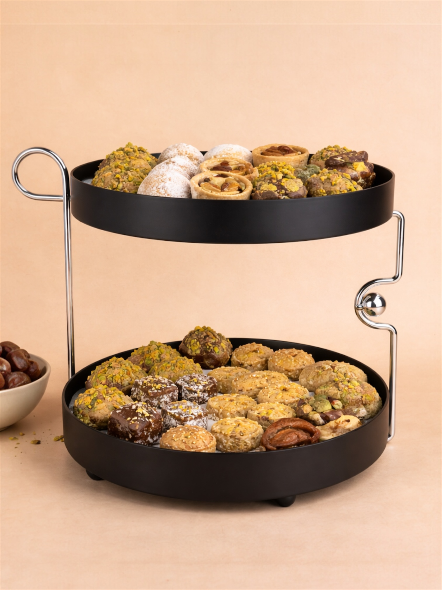 2-Tier Serving Stand – Modern Majlis Tray for Dates & Sweets