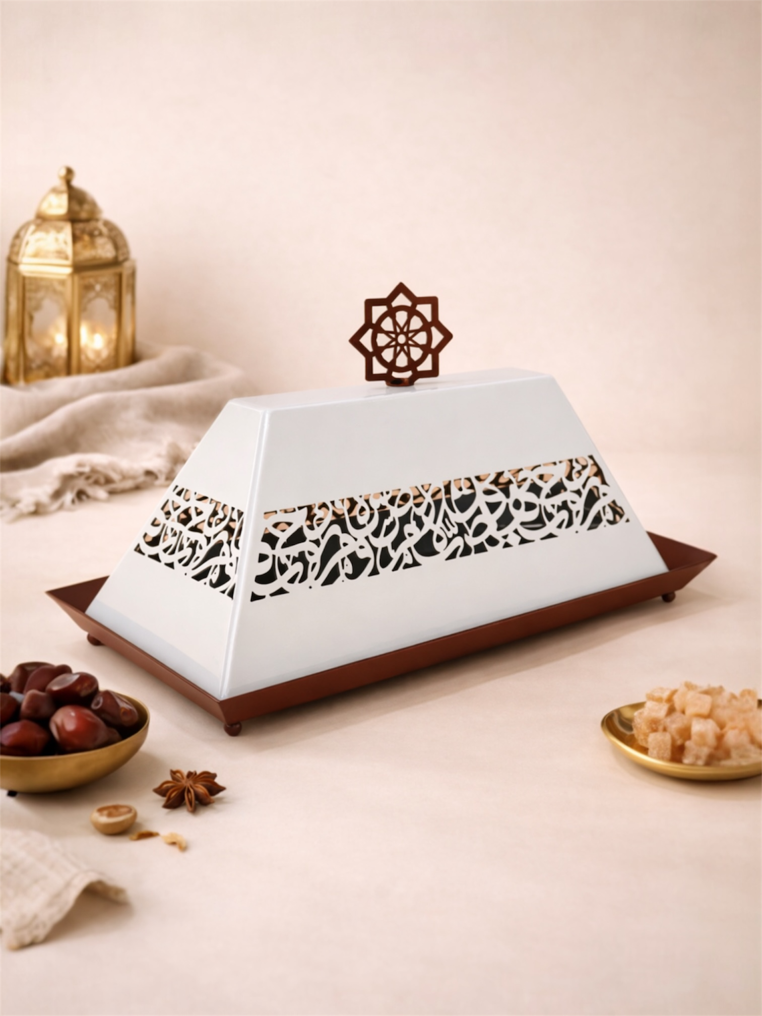 Arabic Cut-Out Covered Serving Tray – Pyramid Majlis Dessert Stand