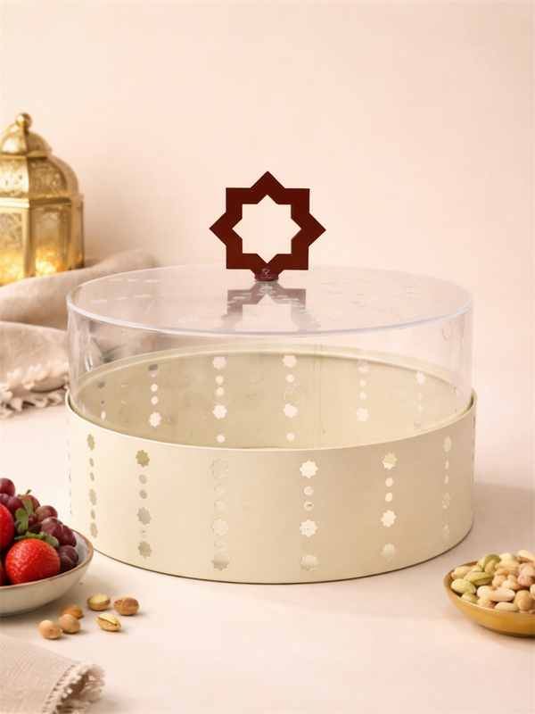 Cut-Out  Covered Serving Stand – Decorative Ramadan Dessert Tray - Small