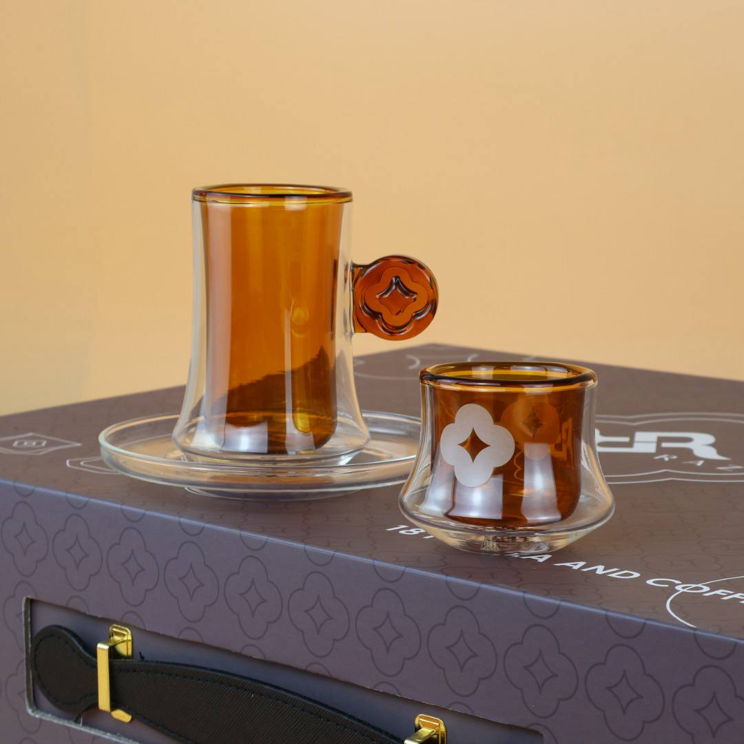 Axis Tea & Coffee Glass Set – Double Wall Contemporary Design – Gift Box