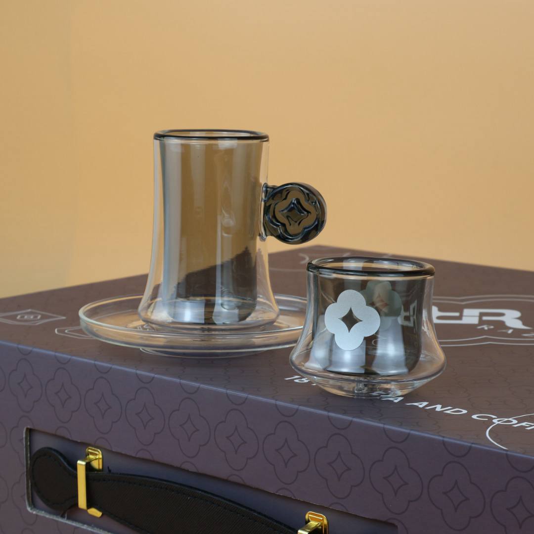 Axis Tea & Coffee Glass Set – Double Wall Contemporary Design – Gift Box
