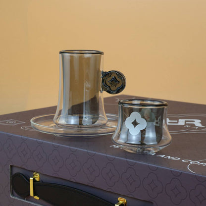 Axis Tea & Coffee Glass Set – Double Wall Contemporary Design – Gift Box