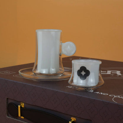 Axis Tea & Coffee Glass Set – Double Wall Contemporary Design – Gift Box